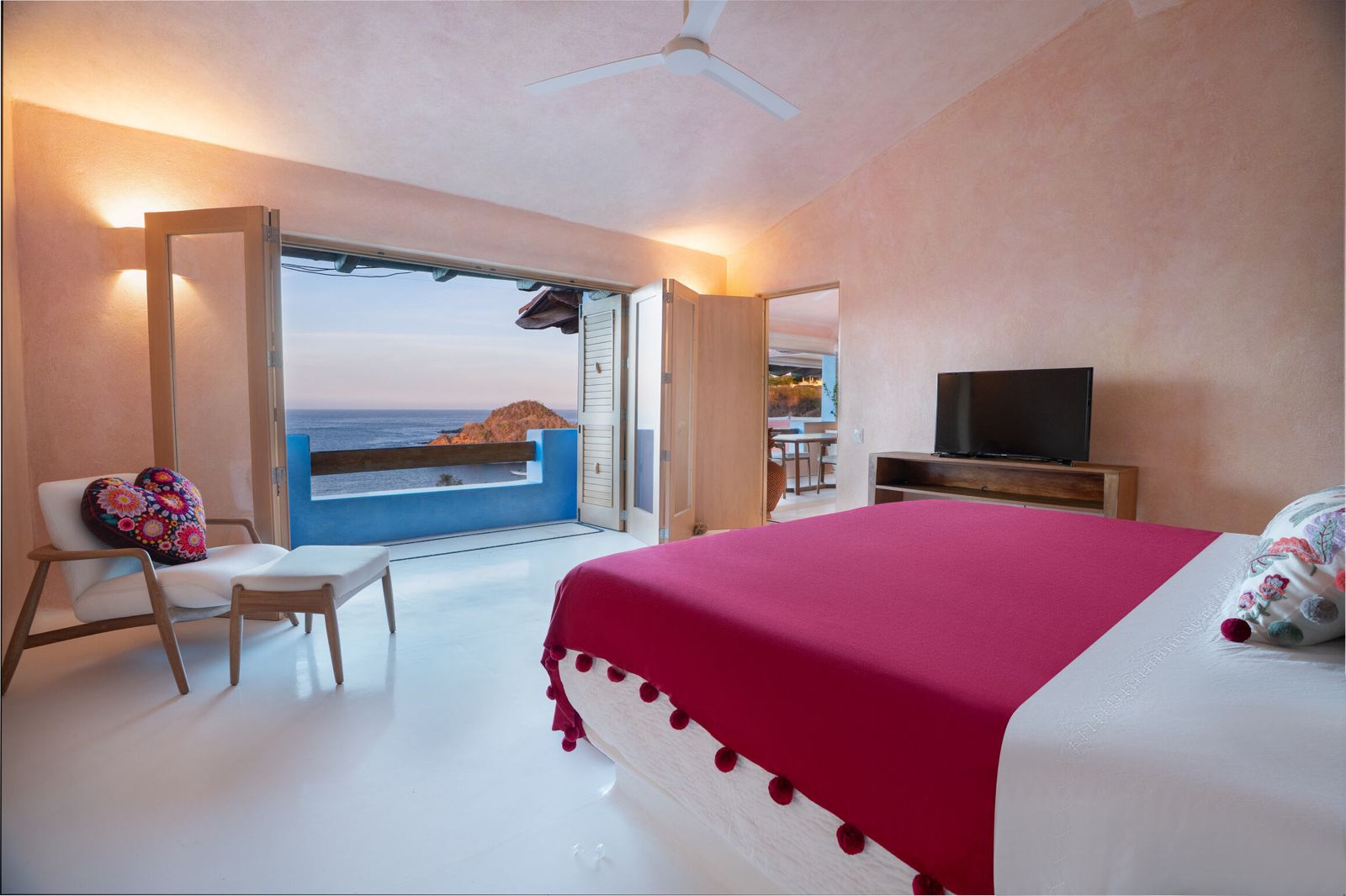 Main bedroom opening to the Pacific